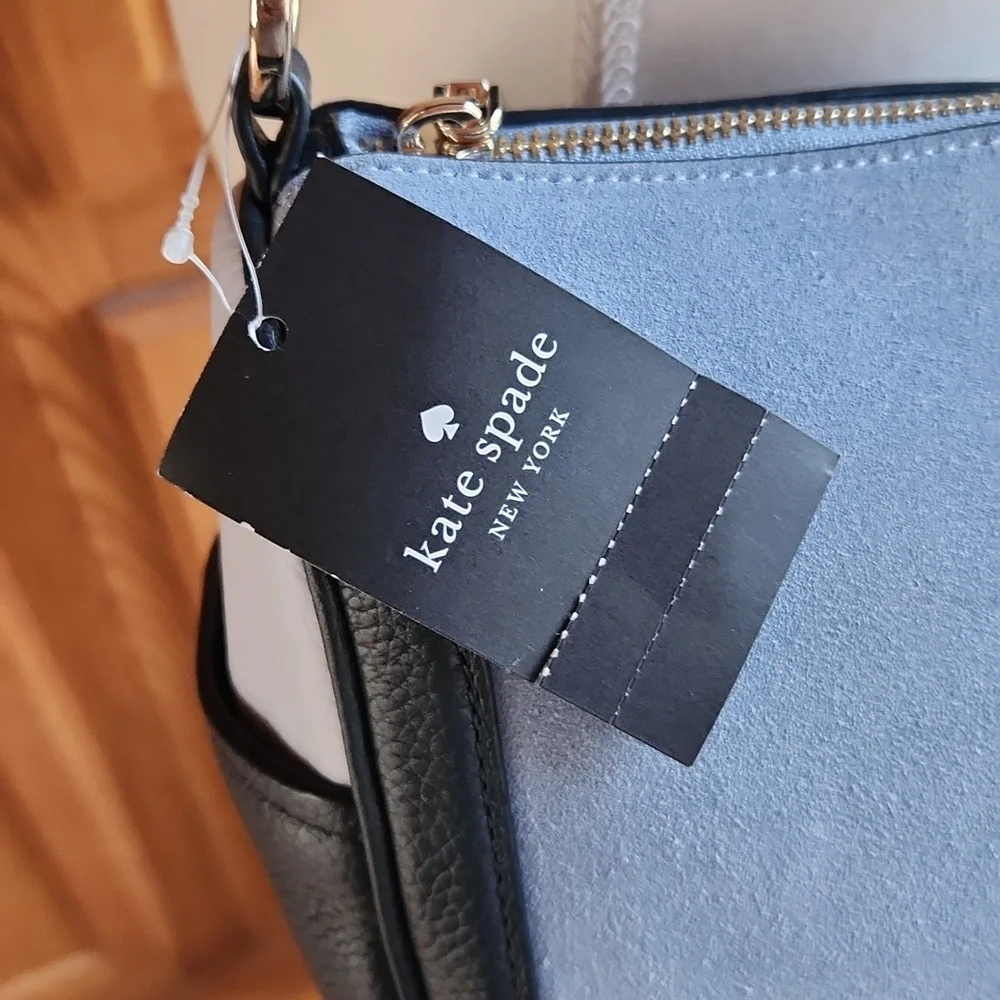 Kate Spade Blazer Blue Crossbody Bag Suede & Leather NWT